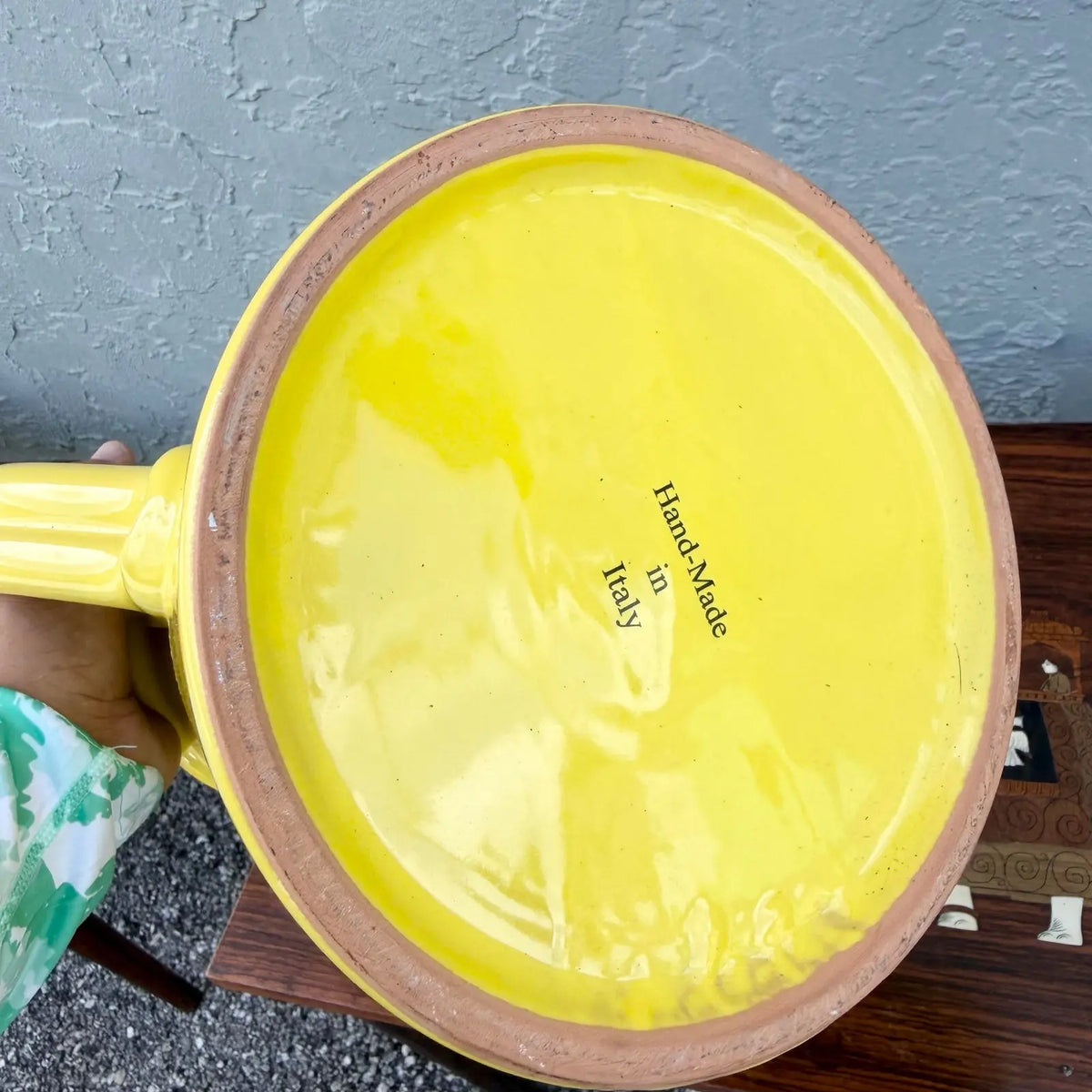 Vintage Italian Hand Made Yellow Pottery Pitcher