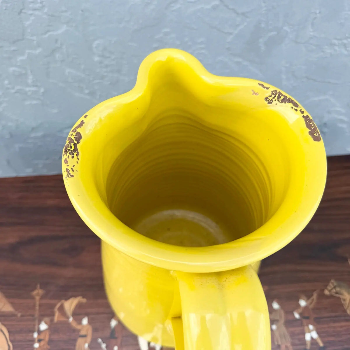 Vintage Italian Hand Made Yellow Pottery Pitcher