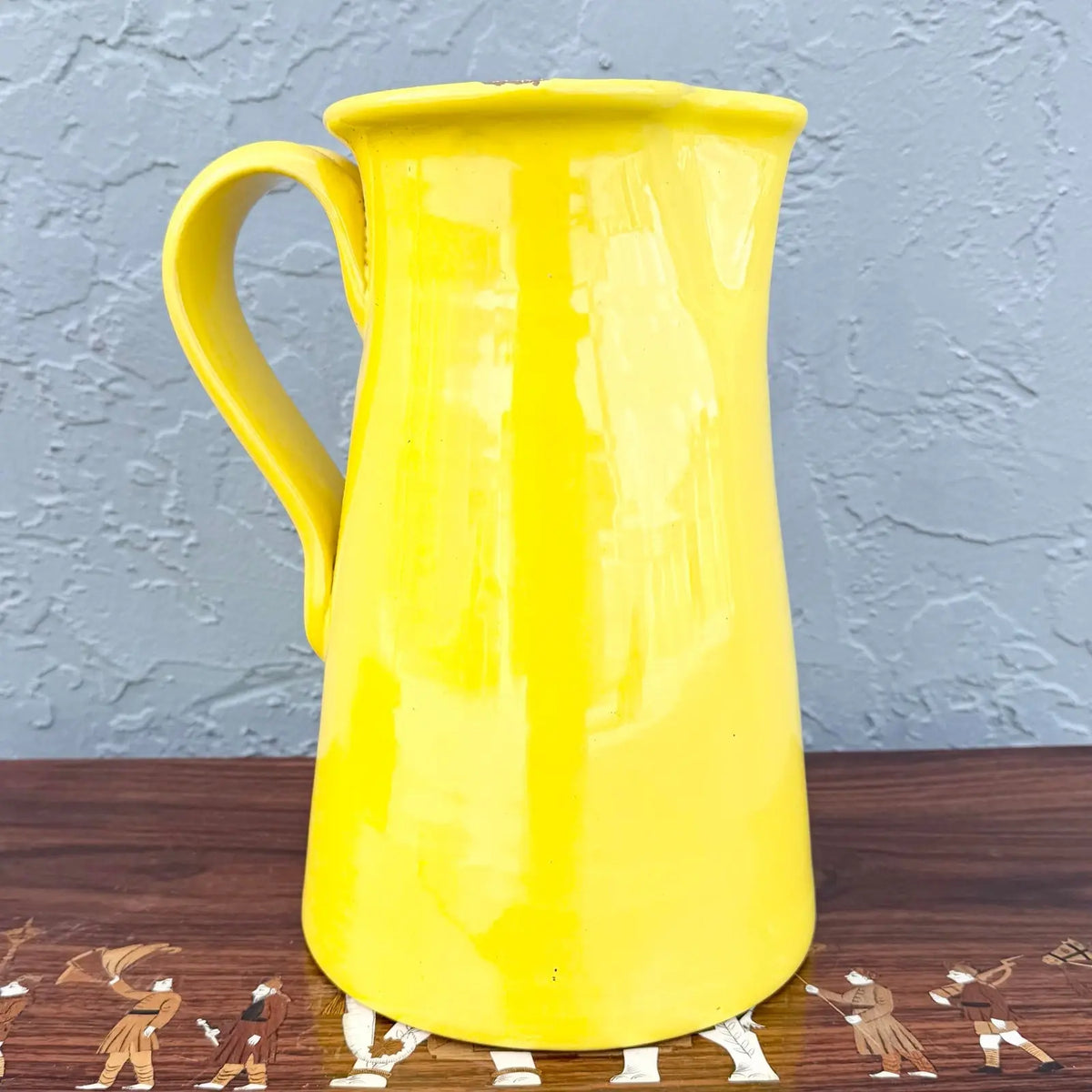 Vintage Italian Hand Made Yellow Pottery Pitcher