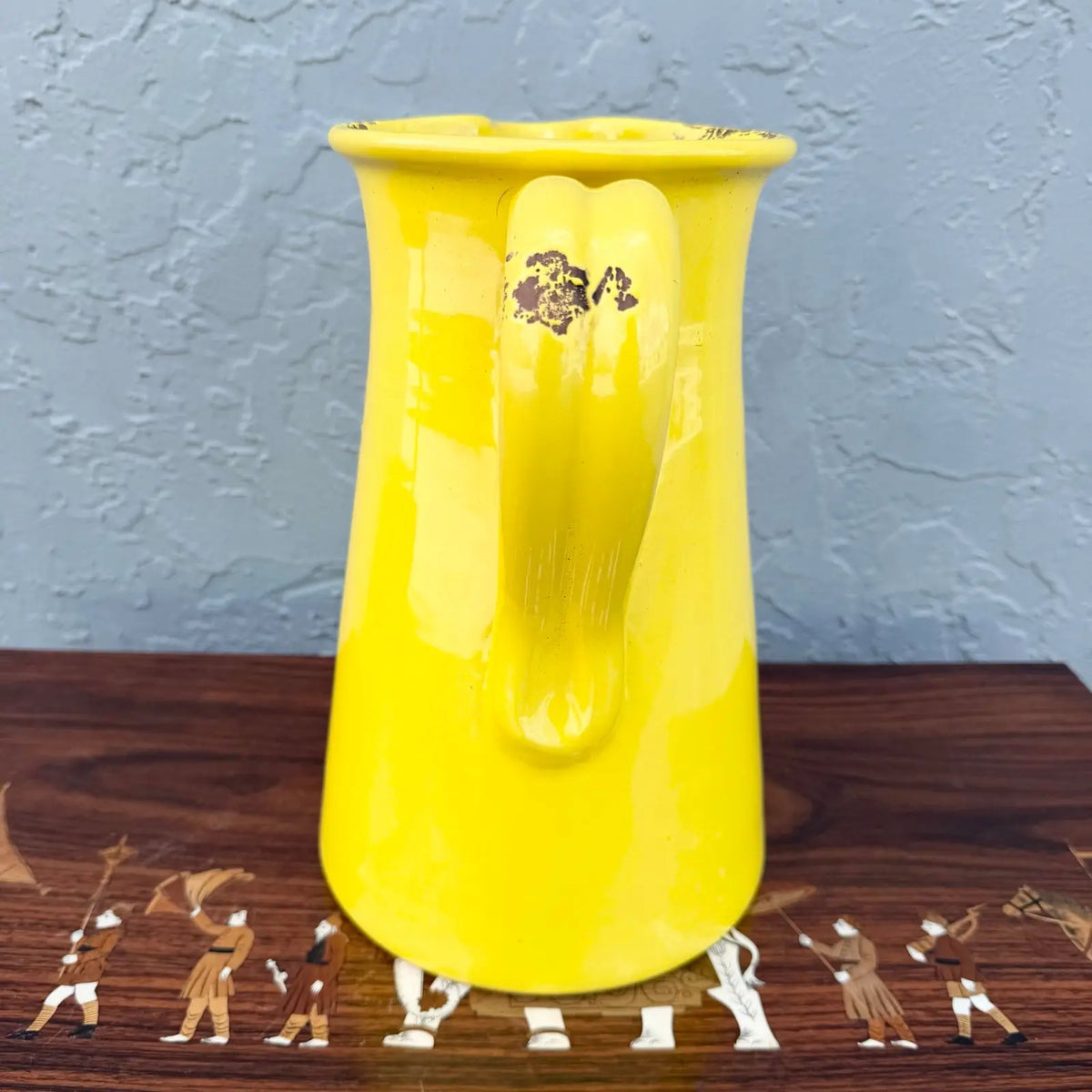 Vintage Italian Hand Made Yellow Pottery Pitcher
