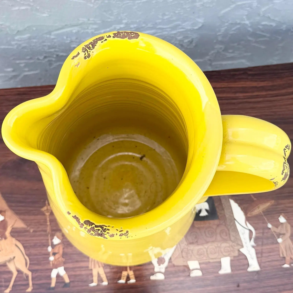 Vintage Italian Hand Made Yellow Pottery Pitcher