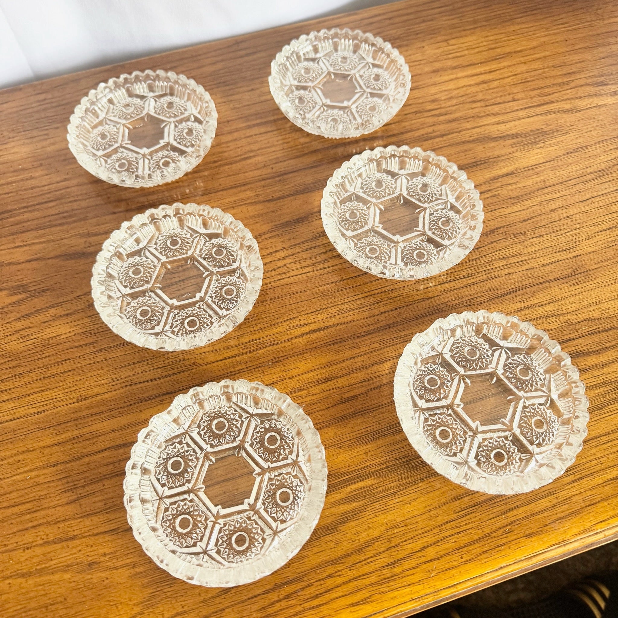 Vintage Italian Pressed Glass Ashtrays – Set of 6 - Dolphin & Flamingo