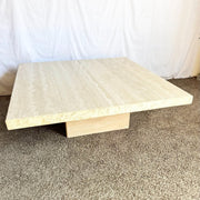 Vintage Italian Raw Edge Travertine Square Top Coffee Table by Stone International - Dolphin & Flamingo