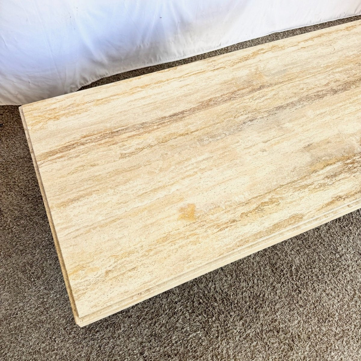 Vintage Italian Rectangular Travertine Coffee Table - Dolphin & Flamingo