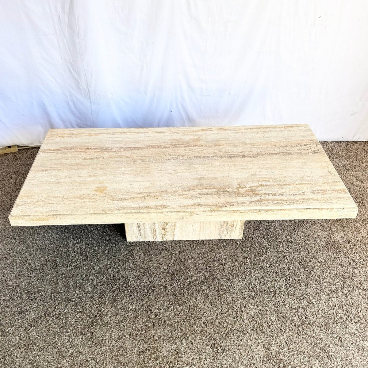 Vintage Italian Rectangular Travertine Coffee Table - Dolphin & Flamingo