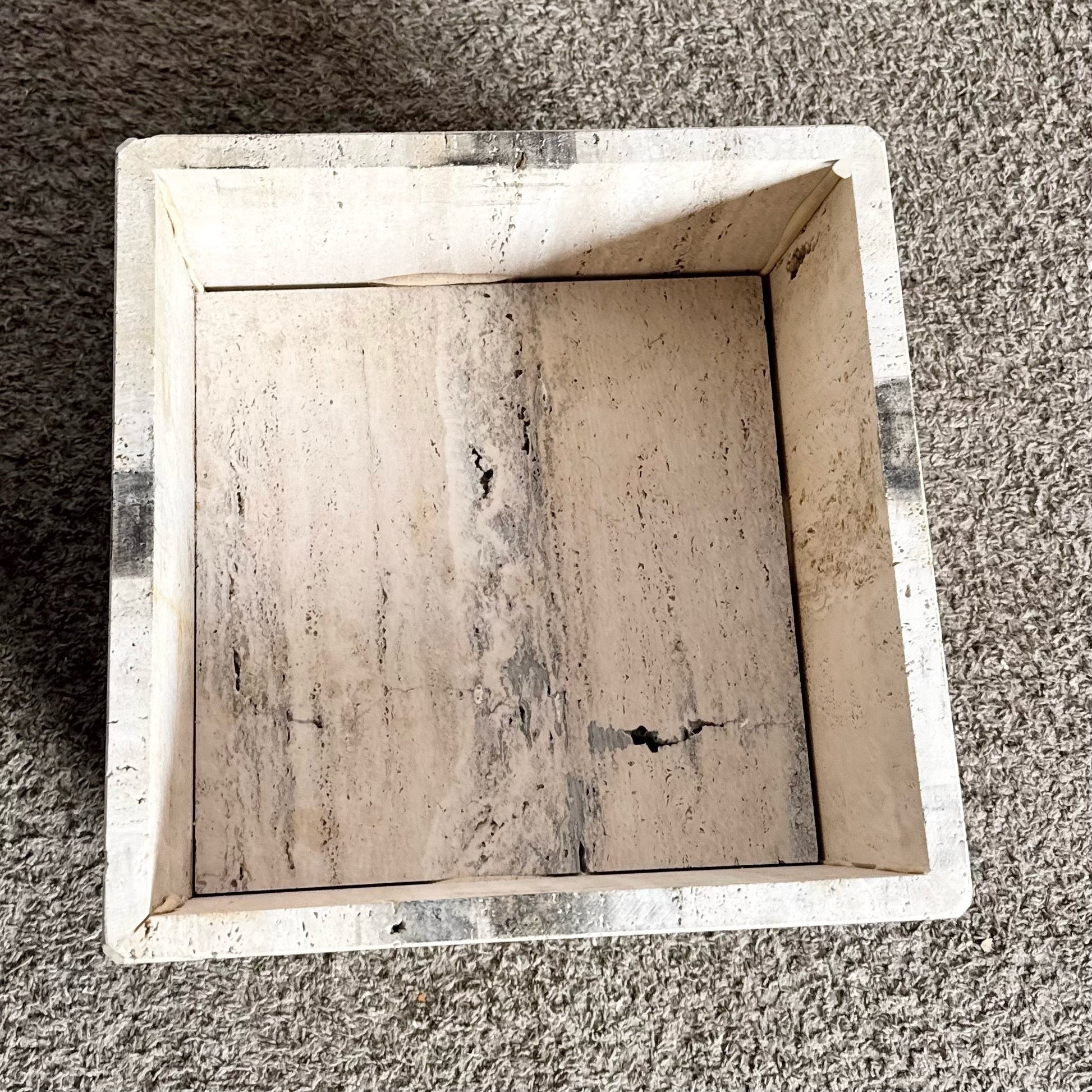 Vintage Italian Travertine Coffee Table With Raw Edges by Stone International - Dolphin & Flamingo