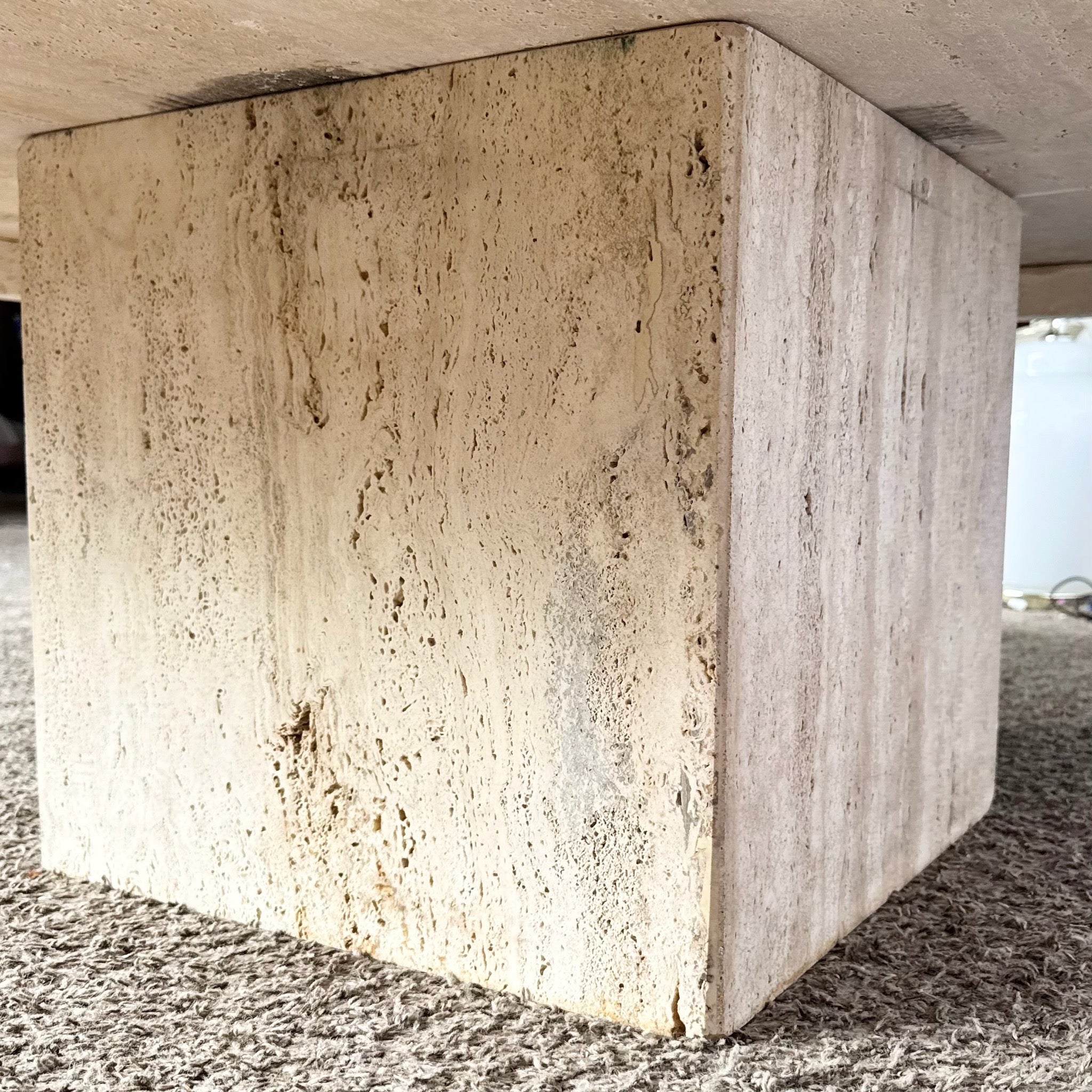 Vintage Italian Travertine Coffee Table With Raw Edges by Stone International - Dolphin & Flamingo