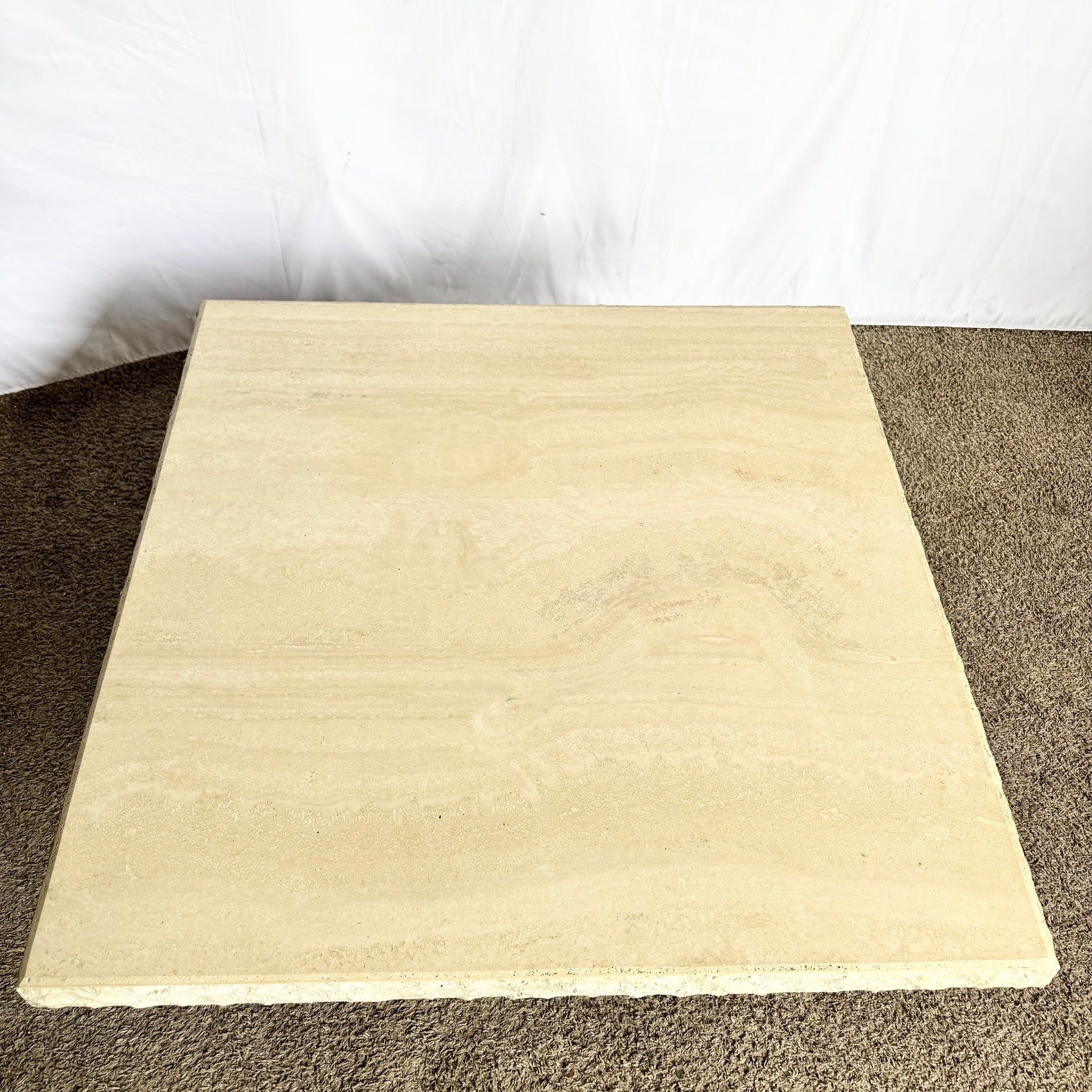 Vintage Italian Travertine Coffee Table With Raw Edges by Stone International - Dolphin & Flamingo