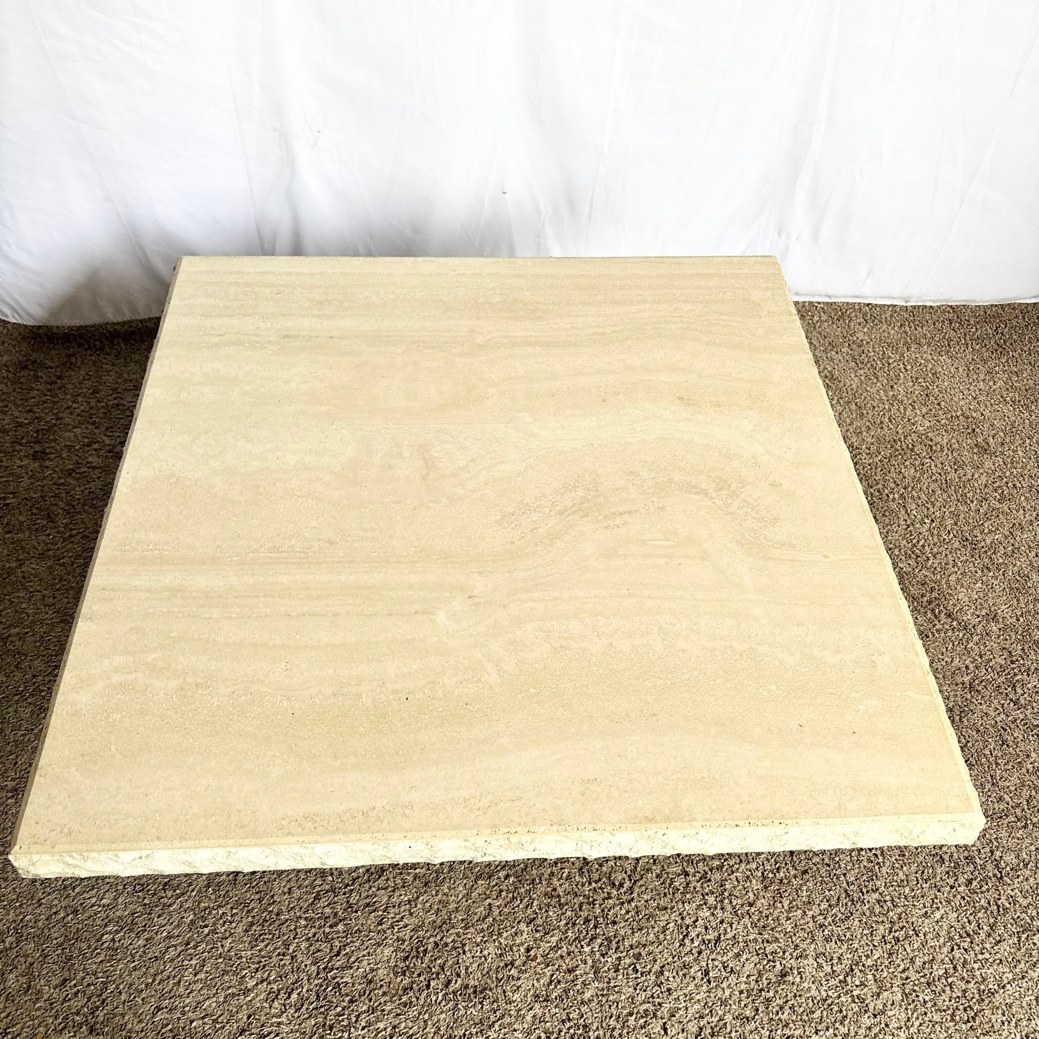 Vintage Italian Travertine Coffee Table With Raw Edges by Stone International - Dolphin & Flamingo