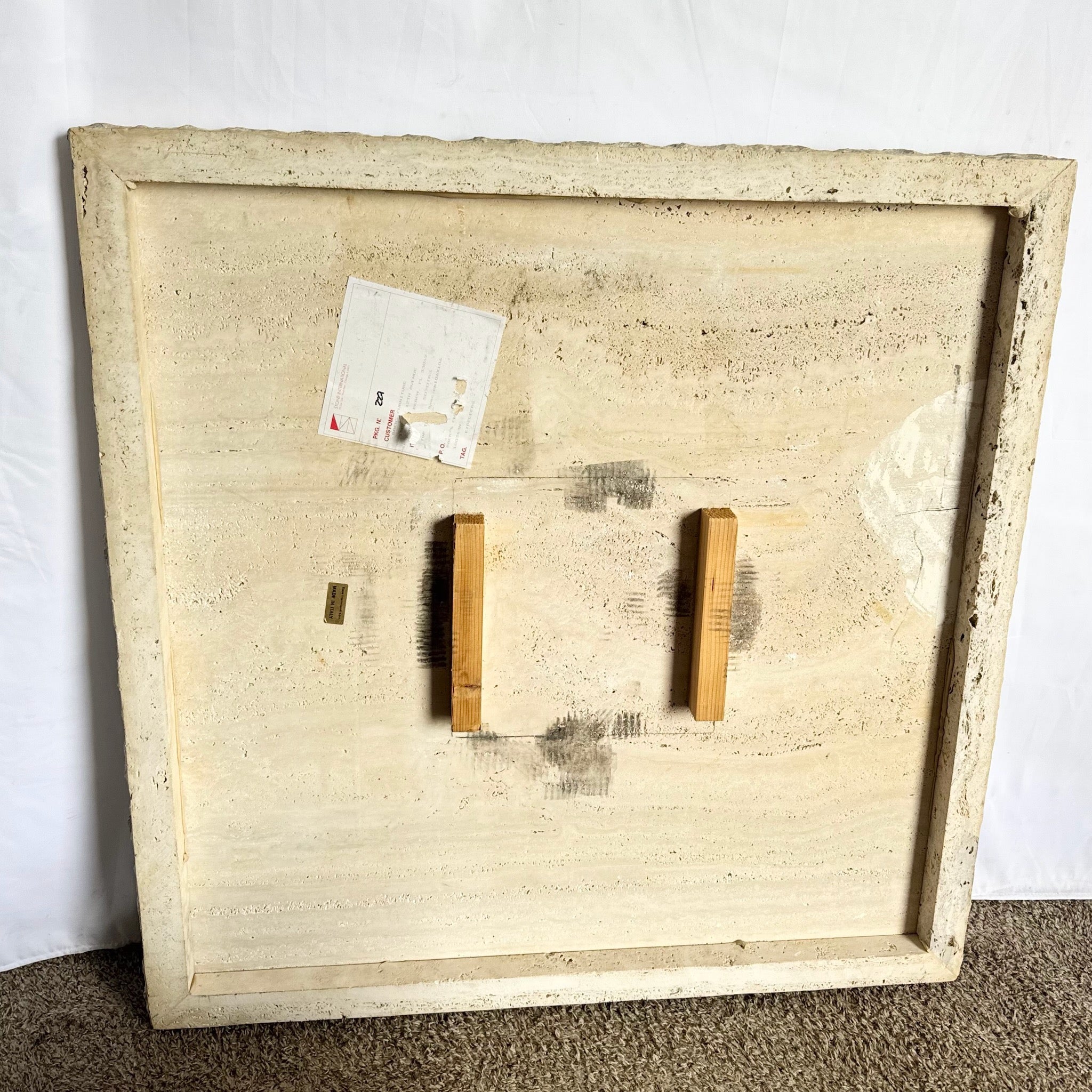 Vintage Italian Travertine Coffee Table With Raw Edges by Stone International - Dolphin & Flamingo