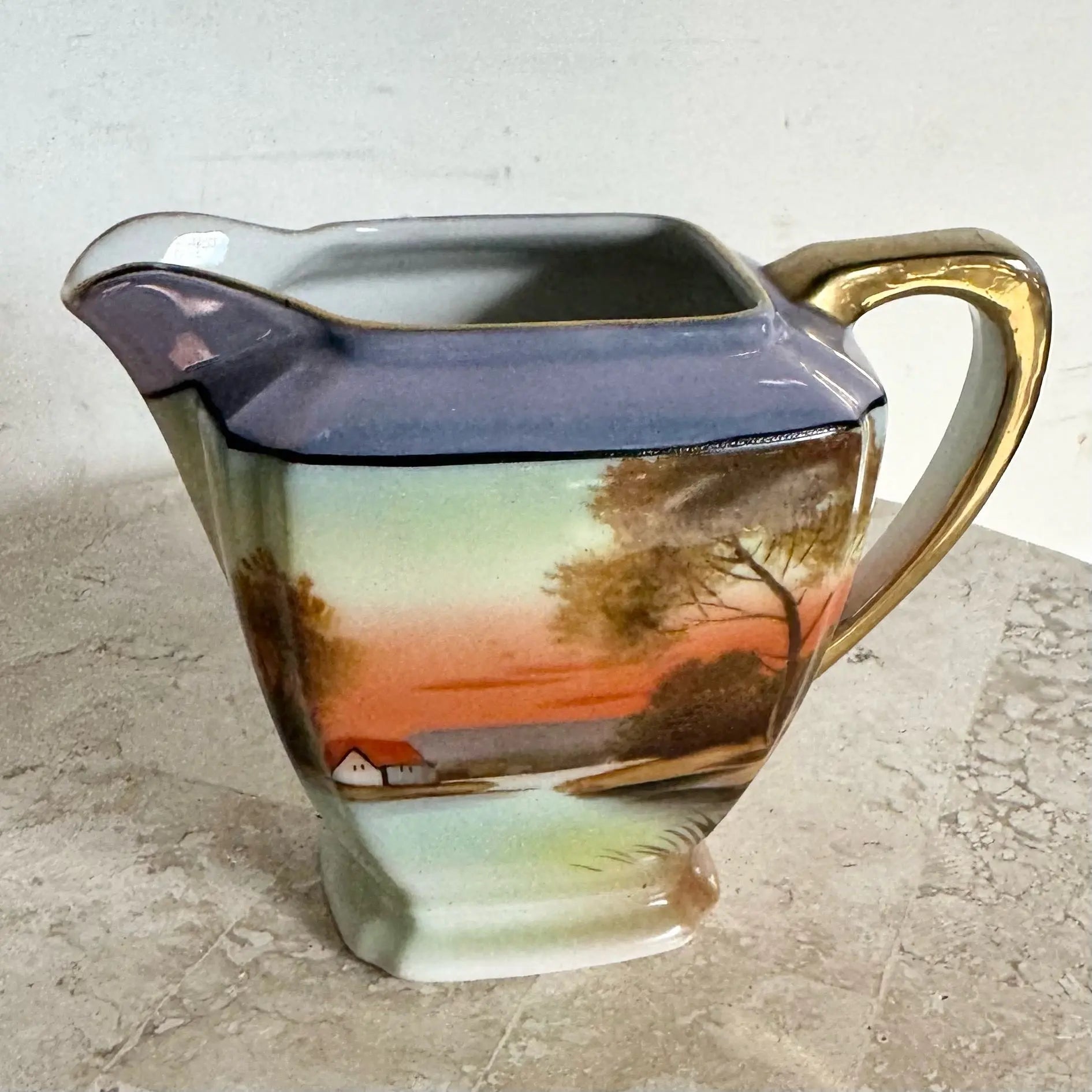 Vintage Japanese Noritake Porcelain Creamer – Dolphin & Flamingo display picture 1