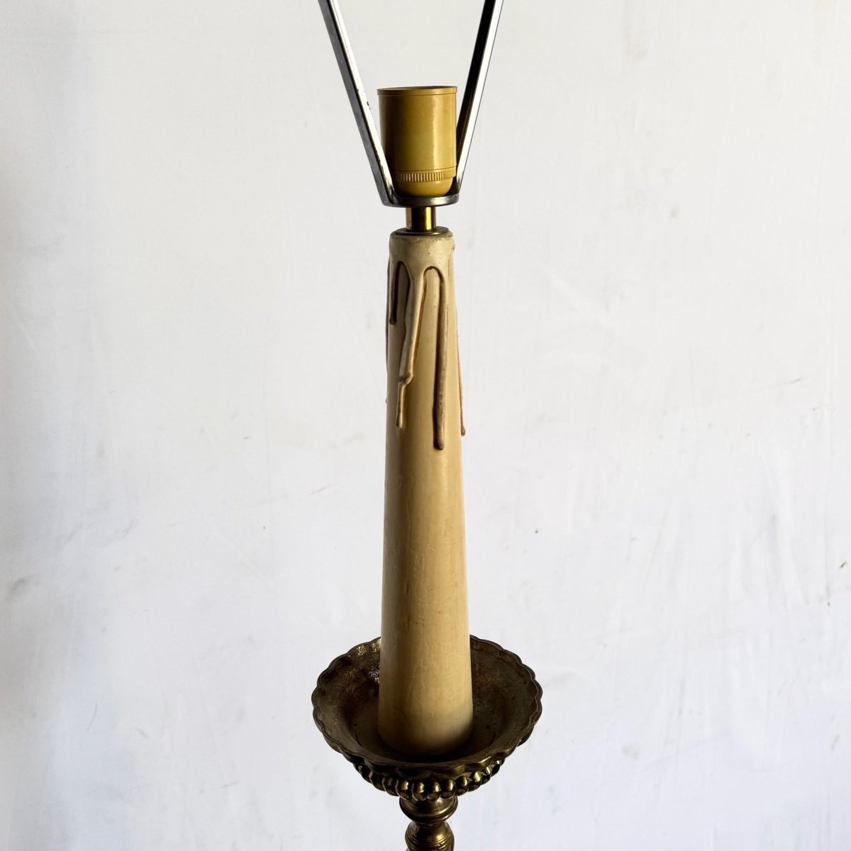 Vintage, Large Brass Table/Floor Candlestick Lamp - Dolphin & Flamingo