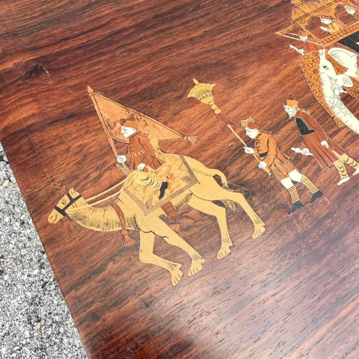 Vintage Mid Century Anglo Indian Bone and Wood Inlaid Rosewood Nesting Tables - Set of 3
