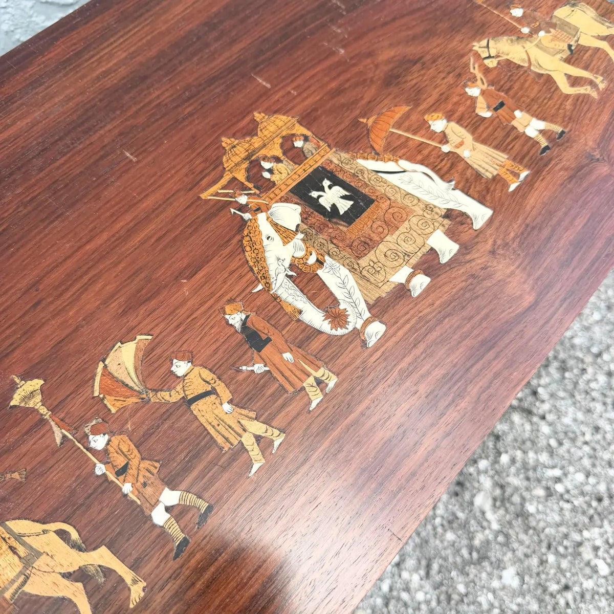 Vintage Mid Century Anglo Indian Bone and Wood Inlaid Rosewood Nesting Tables - Set of 3