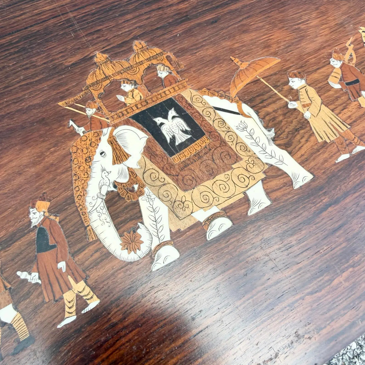 Vintage Mid Century Anglo Indian Bone and Wood Inlaid Rosewood Nesting Tables - Set of 3