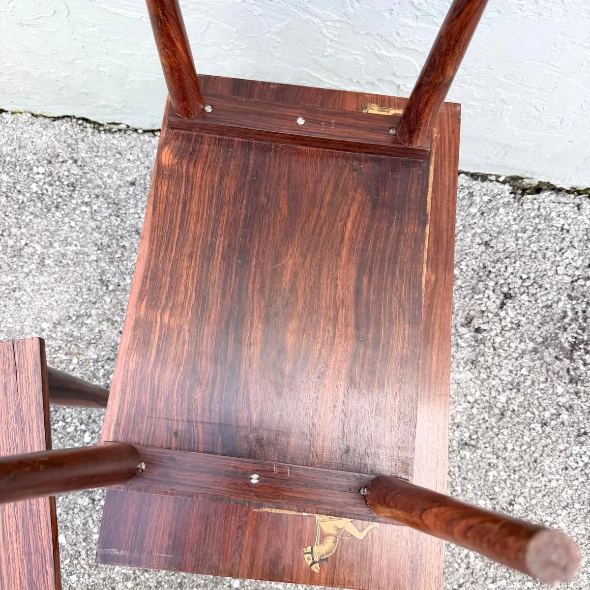 Vintage Mid Century Anglo Indian Bone and Wood Inlaid Rosewood Nesting Tables - Set of 3