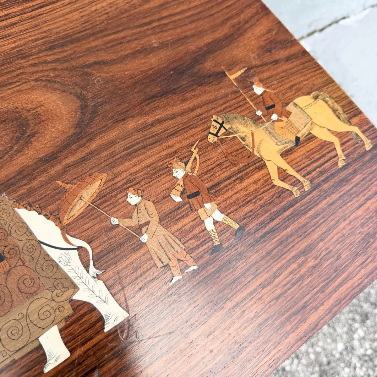 Vintage Mid Century Anglo Indian Bone and Wood Inlaid Rosewood Nesting Tables - Set of 3