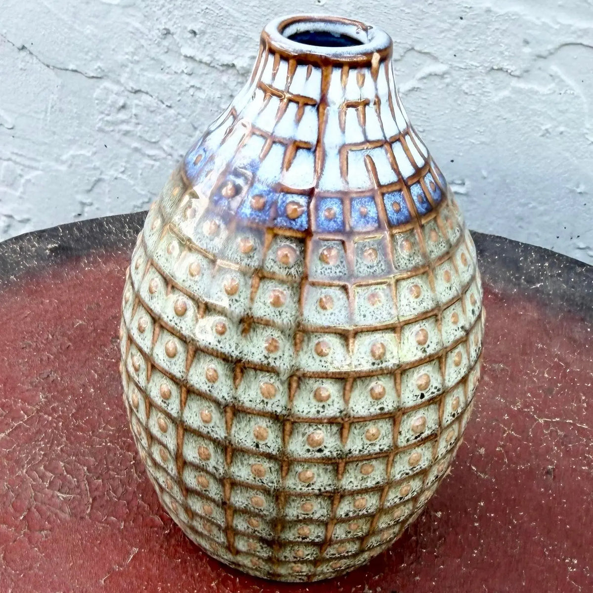 Vintage Mid Century Glazed Ceramic Stoneware Vase