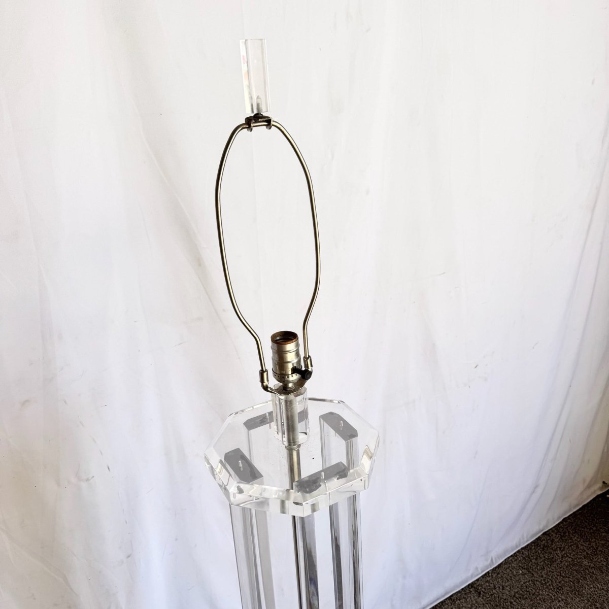 Vintage Mid Century Modern Lucite Floor Lamp - Dolphin & Flamingo