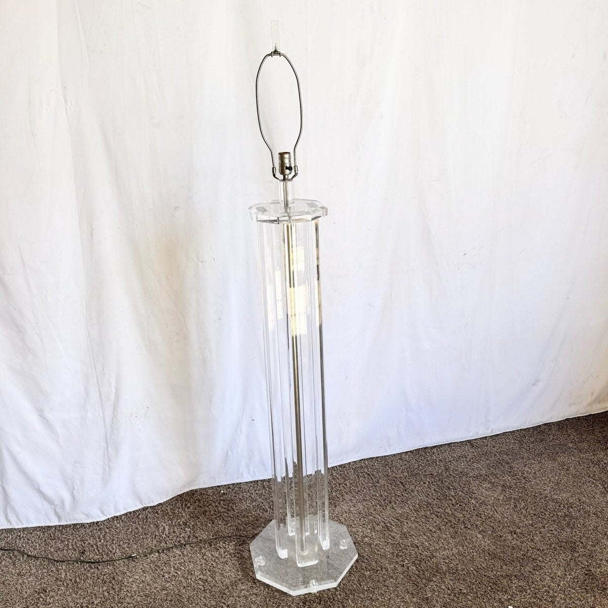 Vintage Mid Century Modern Lucite Floor Lamp - Dolphin & Flamingo