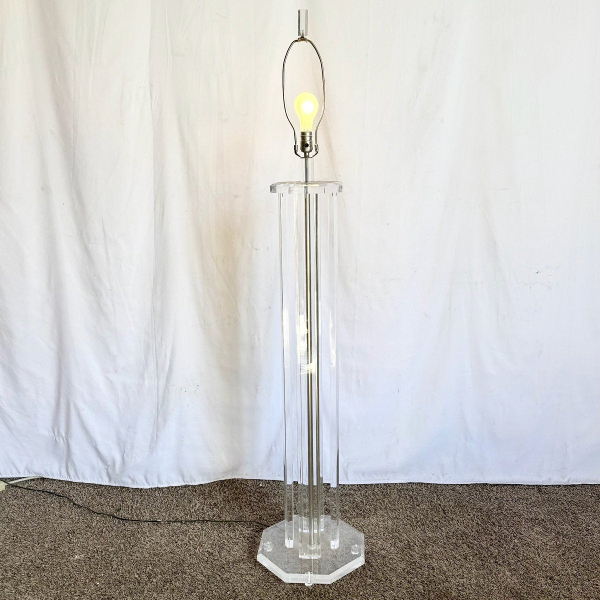 Vintage Mid Century Modern Lucite Floor Lamp - Dolphin & Flamingo