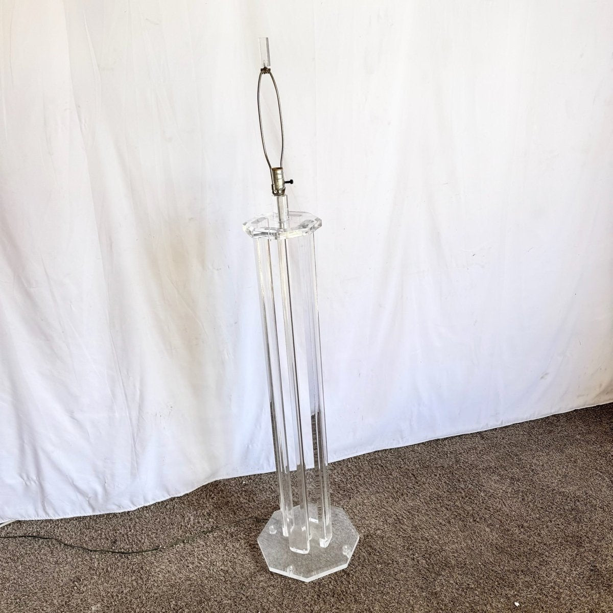 Vintage Mid Century Modern Lucite Floor Lamp - Dolphin & Flamingo