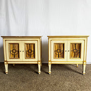 Vintage Mid Century Off White and Gold Nighstands by John Widdicomb - A Pair - Dolphin & Flamingo