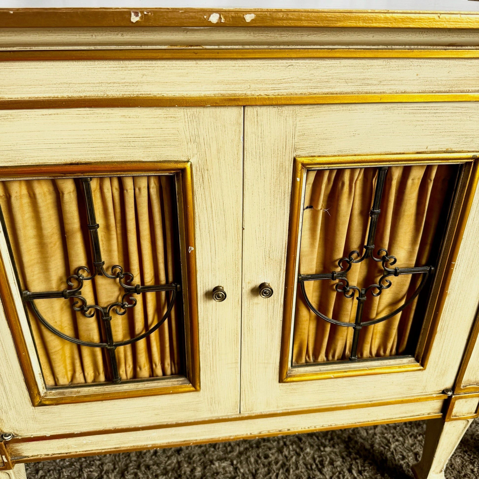 Vintage Mid Century Off White and Gold Nighstands by John Widdicomb - A Pair - Dolphin & Flamingo