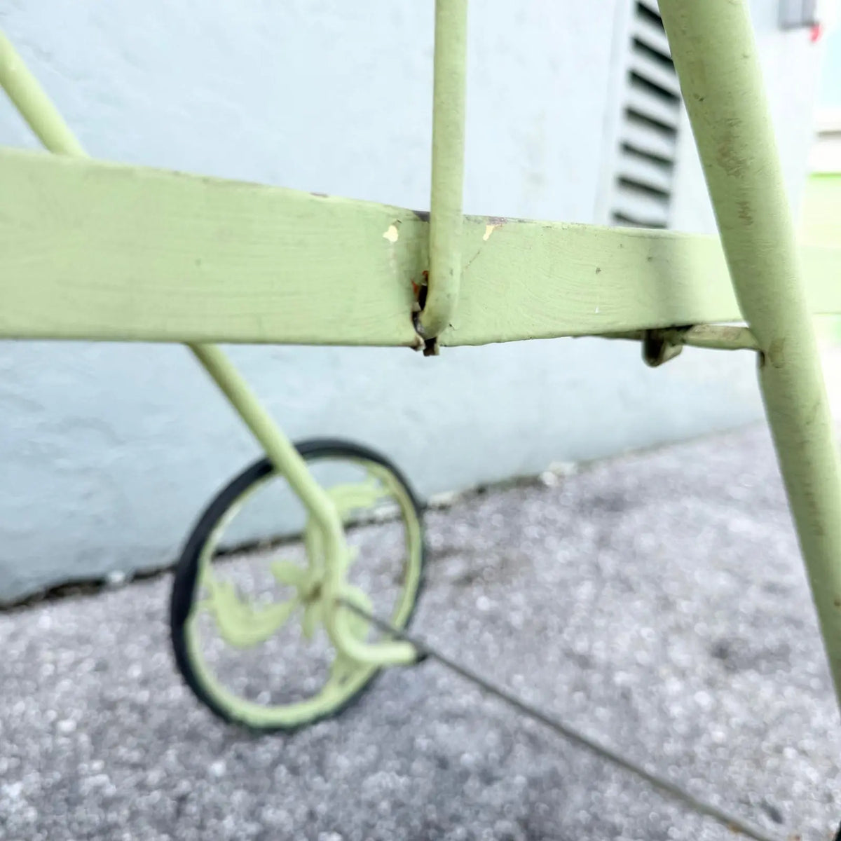 Vintage Mid Century Rolling Foldable Two Tier Bar Cart