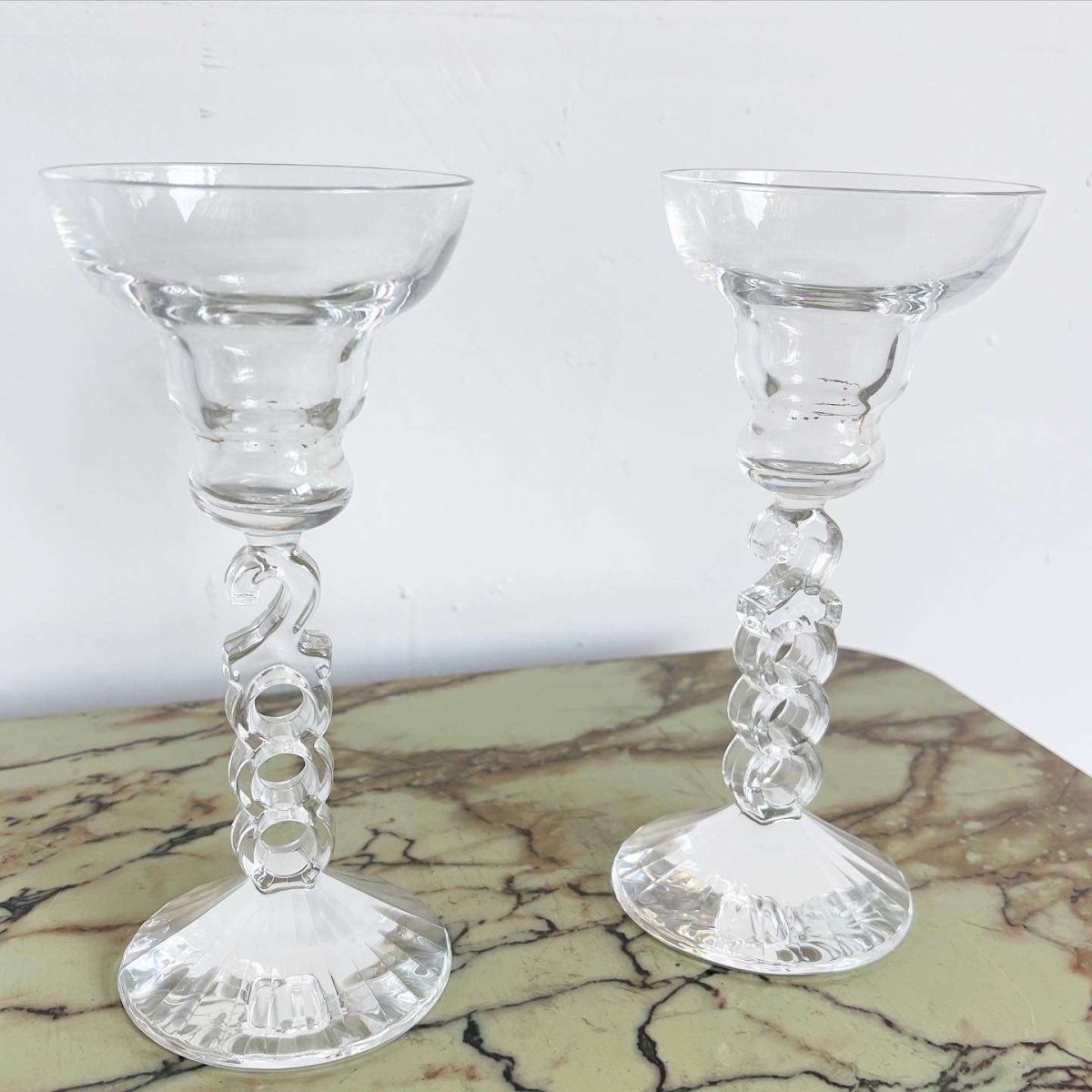 Vintage Millennium Year 2000 Cocktail Glasses - a Pair - Dolphin & Flamingo