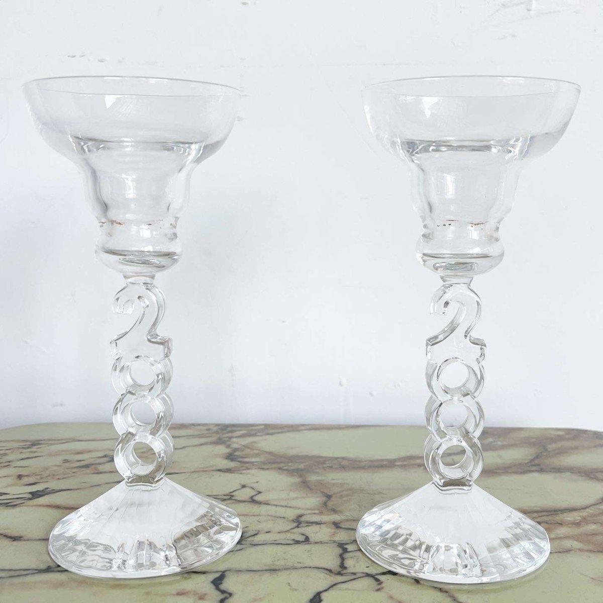 Vintage Millennium Year 2000 Cocktail Glasses - a Pair - Dolphin & Flamingo