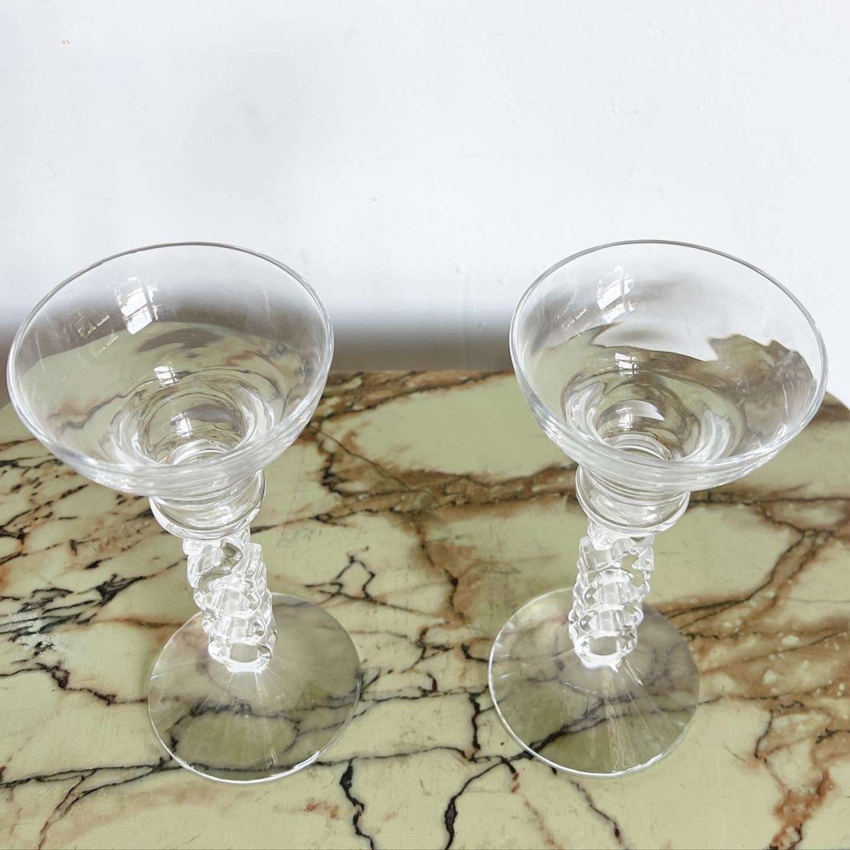 Vintage Millennium Year 2000 Cocktail Glasses - a Pair - Dolphin & Flamingo