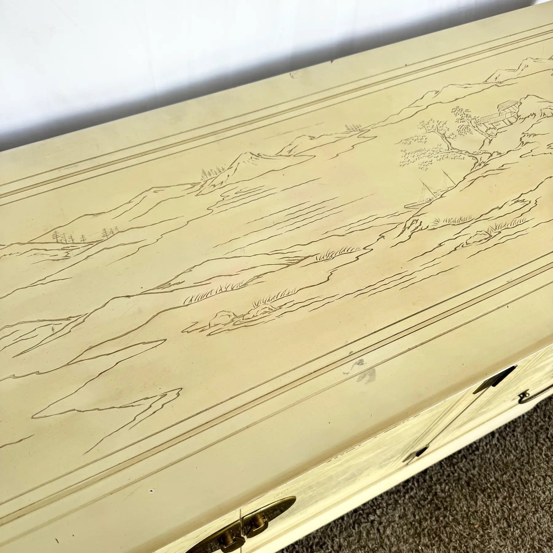 Vintage Ming Style Connoisseur Dresser With Folding Mirror by Drexel Heritage - Dolphin & Flamingo