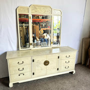 Vintage Ming Style Connoisseur Dresser With Folding Mirror by Drexel Heritage - Dolphin & Flamingo