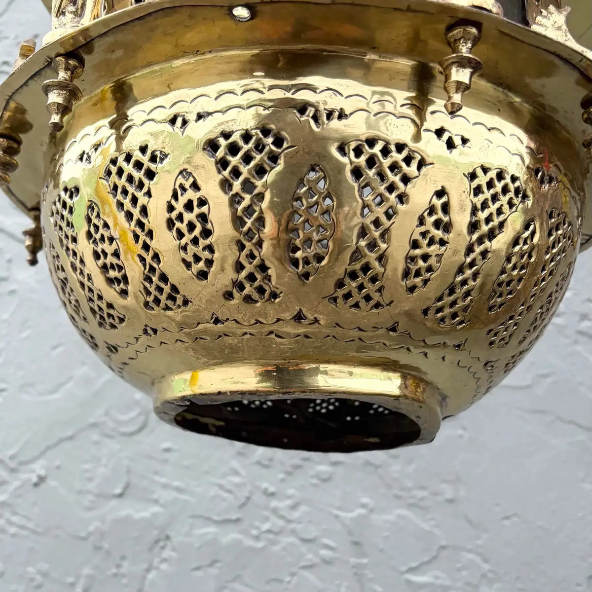 Vintage Moroccan Middle Eastern Style Brass Pendant Lamp Dolphin & Flamingo