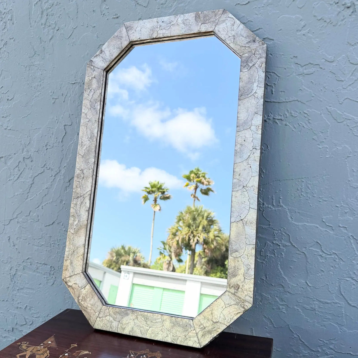Vintage Octagonal Abalone Shell Octagonal Wall Mirror