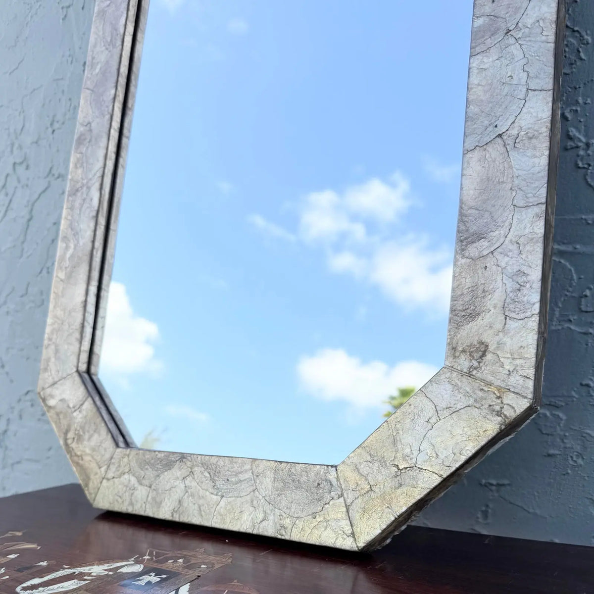 Vintage Octagonal Abalone Shell Octagonal Wall Mirror