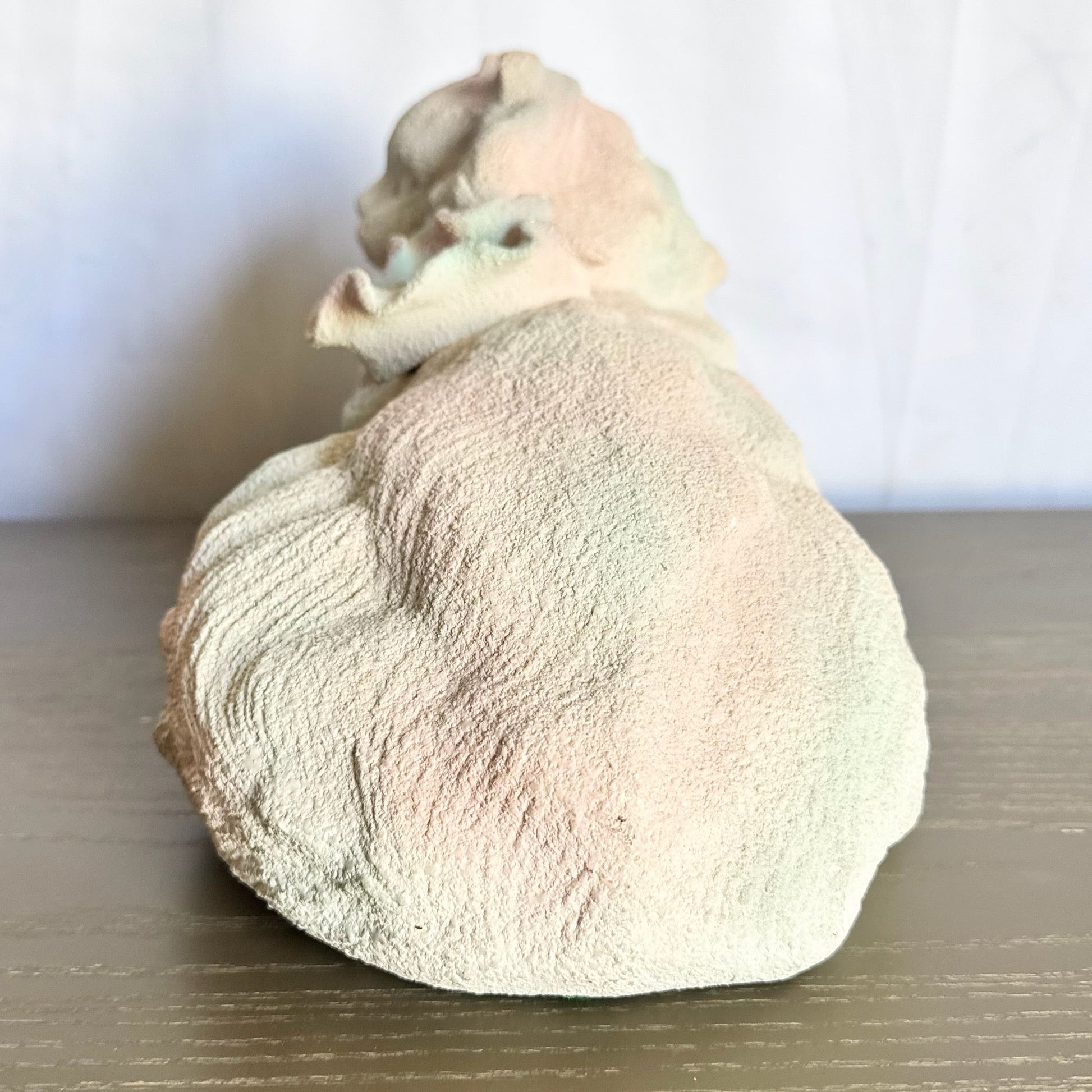 Vintage Pink White and Green Ceramic Cat Sculpture - Dolphin & Flamingo