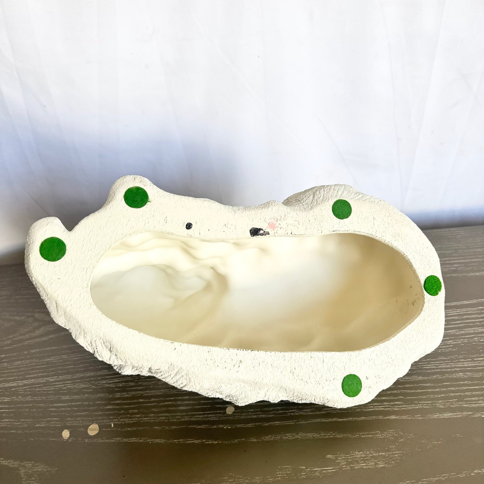 Vintage Pink White and Green Ceramic Cat Sculpture - Dolphin & Flamingo