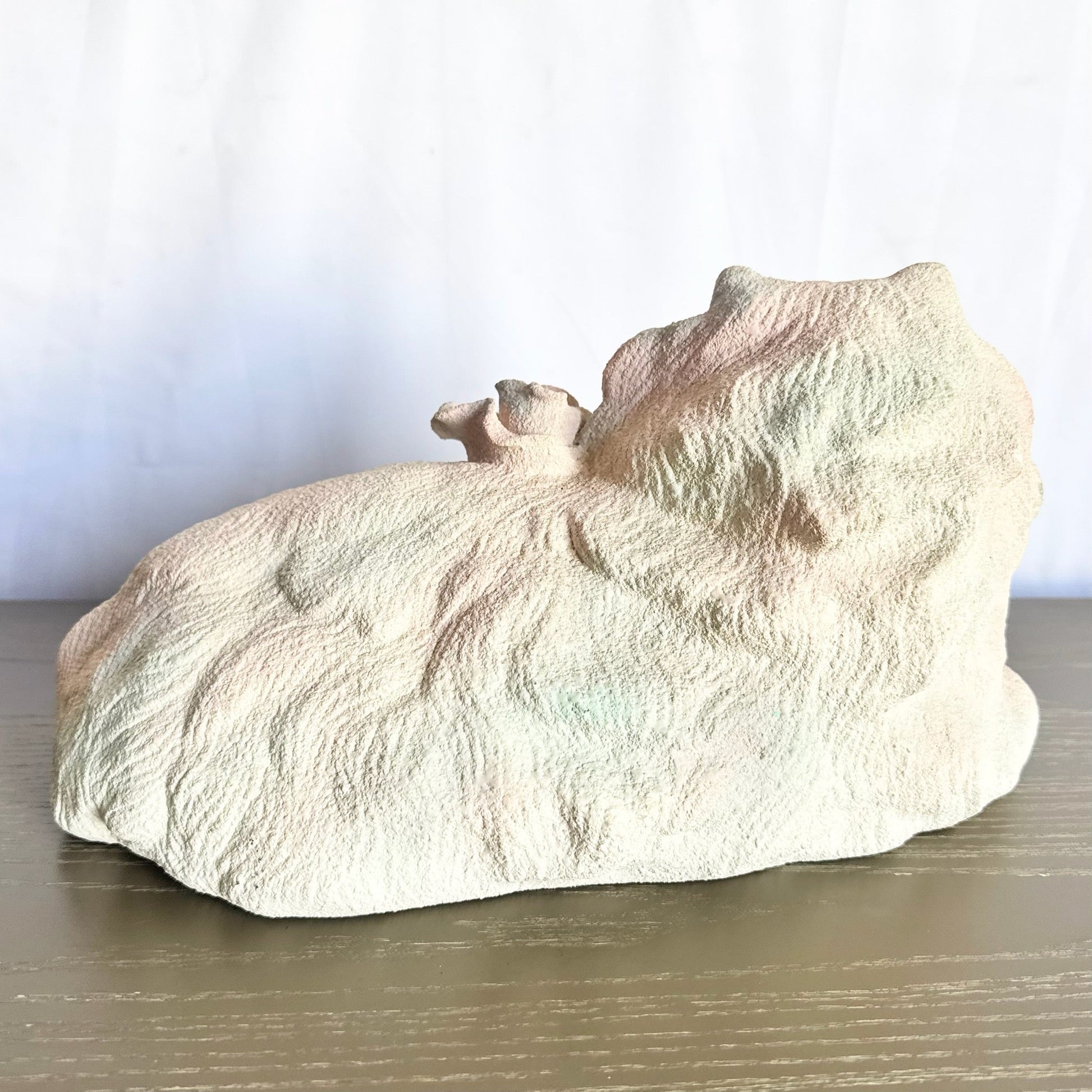 Vintage Pink White and Green Ceramic Cat Sculpture - Dolphin & Flamingo