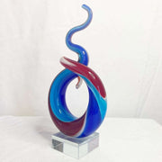 Vintage Post Modern Decor Multi Color Swirl Glass Sculpture - Dolphin & Flamingo