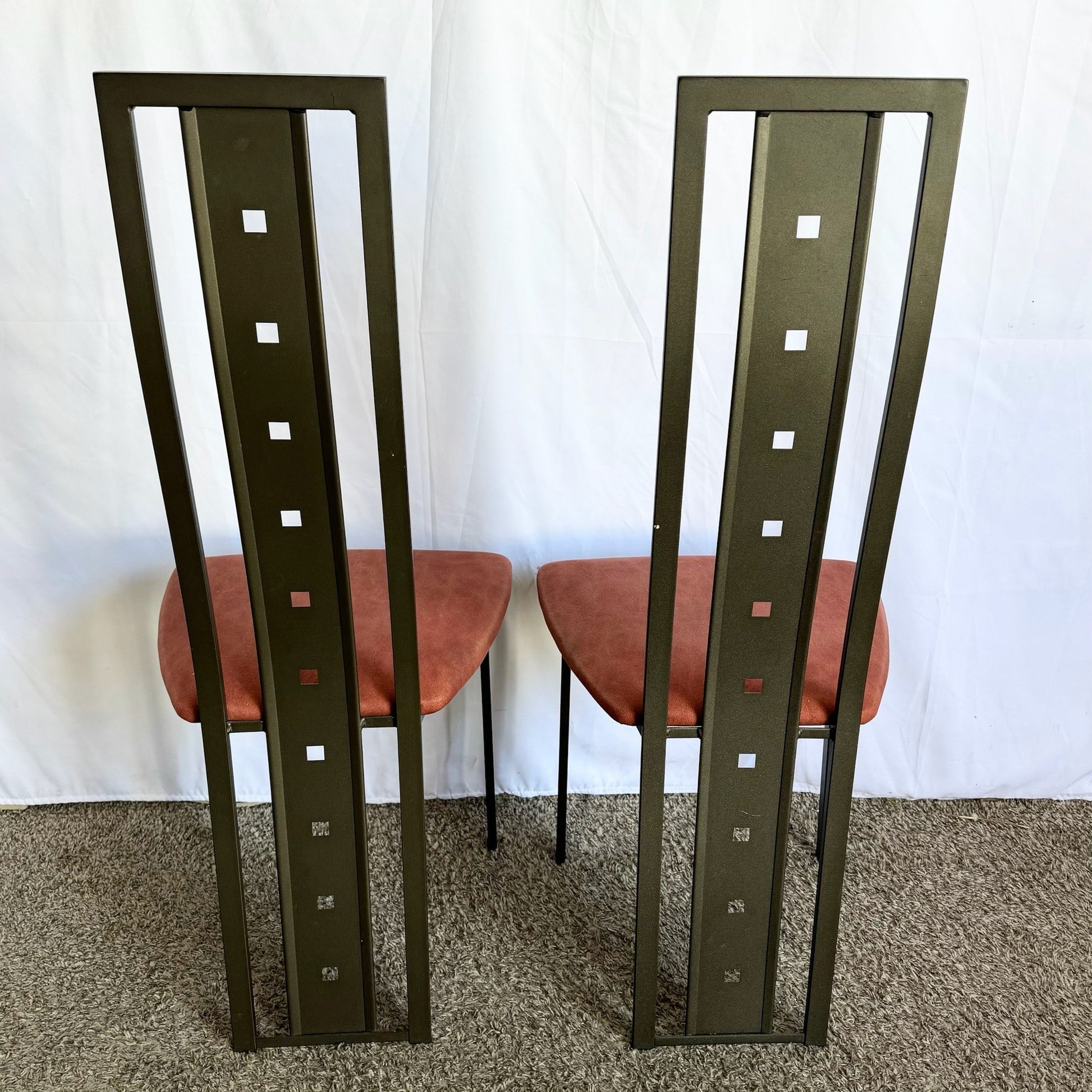 Vintage Postmodern High Back Dining Chairs by Amisco - Set of 8 - Dolphin & Flamingo
