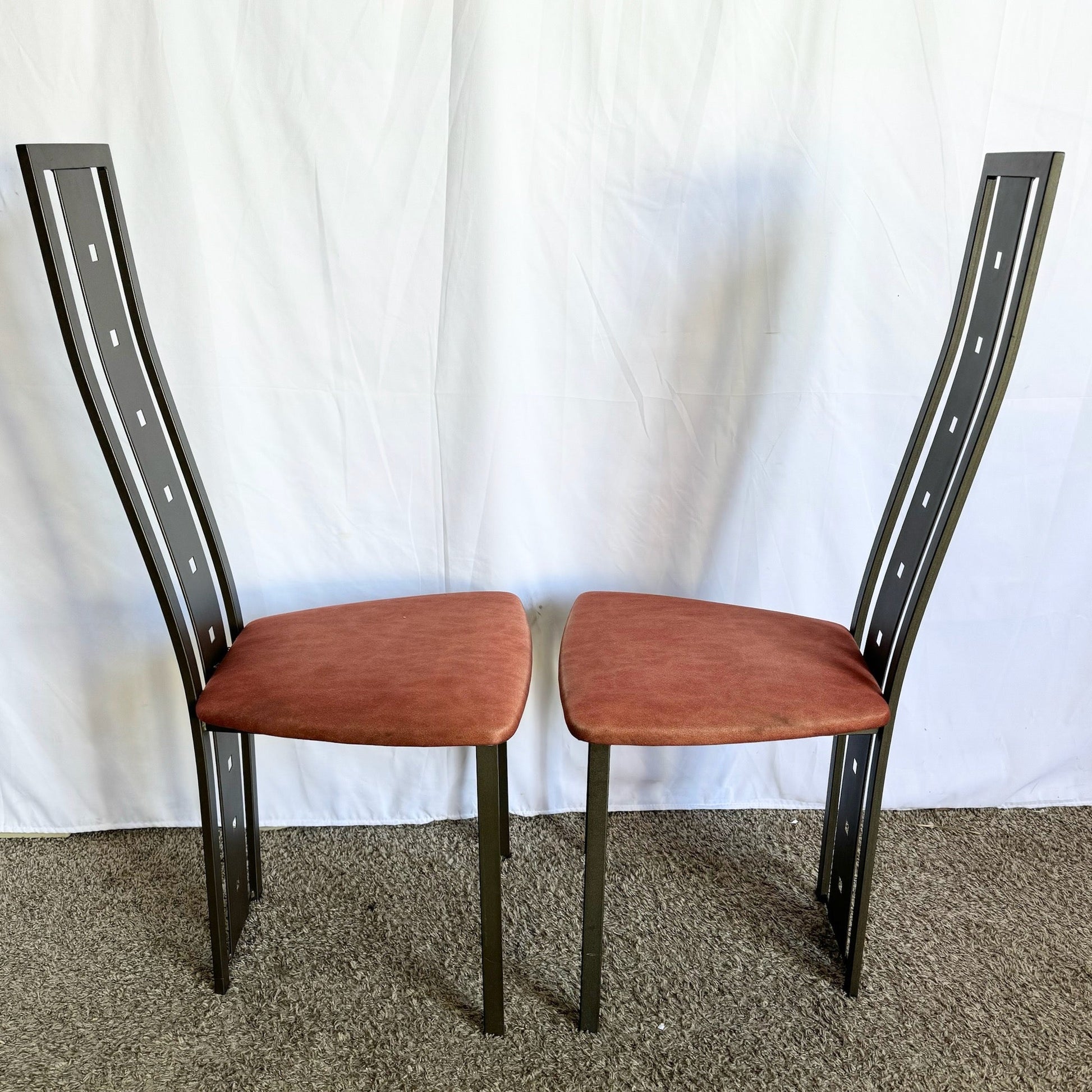 Vintage Postmodern High Back Dining Chairs by Amisco - Set of 8 - Dolphin & Flamingo