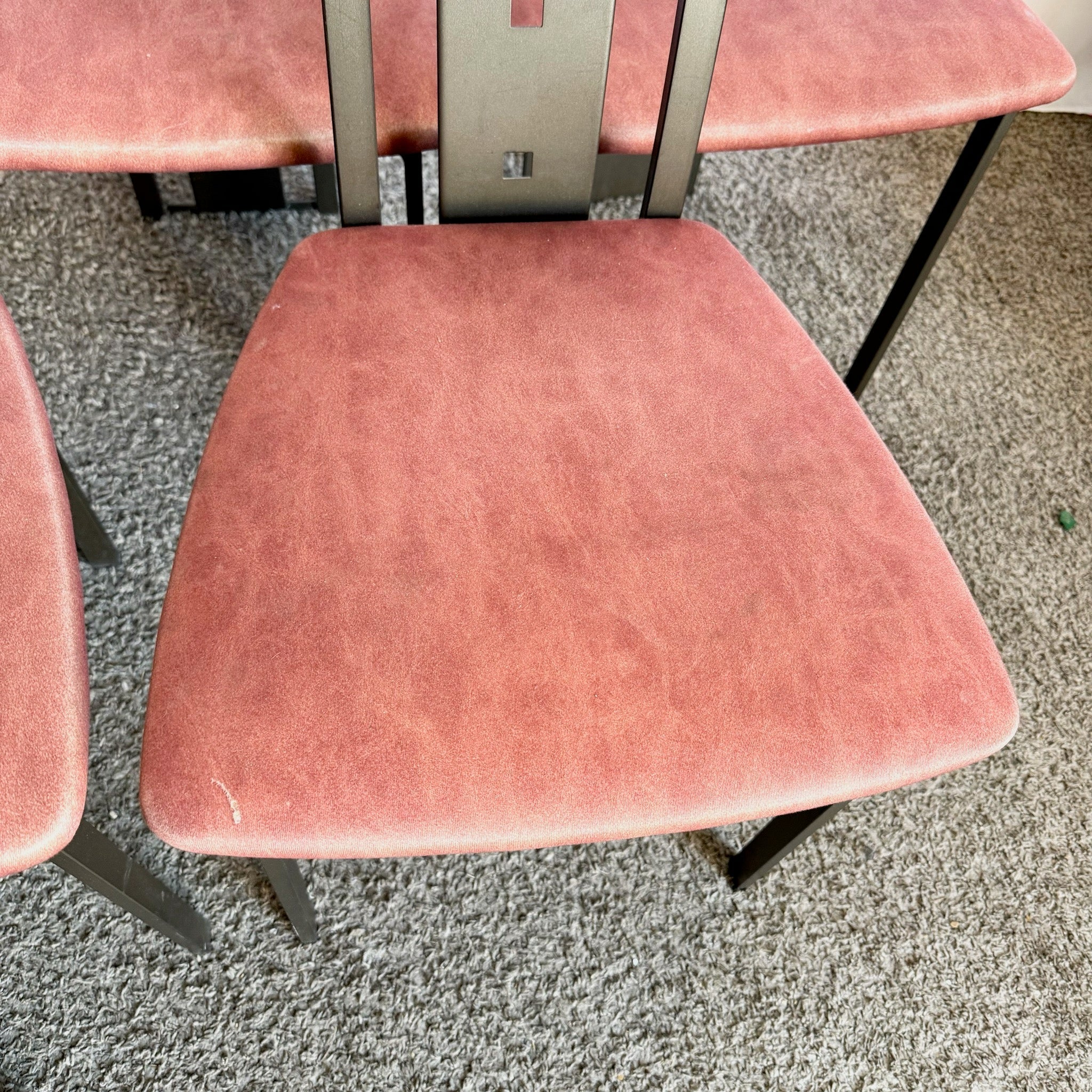 Vintage Postmodern High Back Dining Chairs by Amisco - Set of 8 - Dolphin & Flamingo