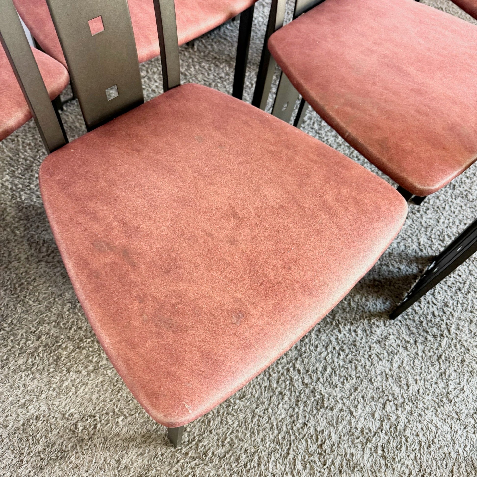 Vintage Postmodern High Back Dining Chairs by Amisco - Set of 8 - Dolphin & Flamingo