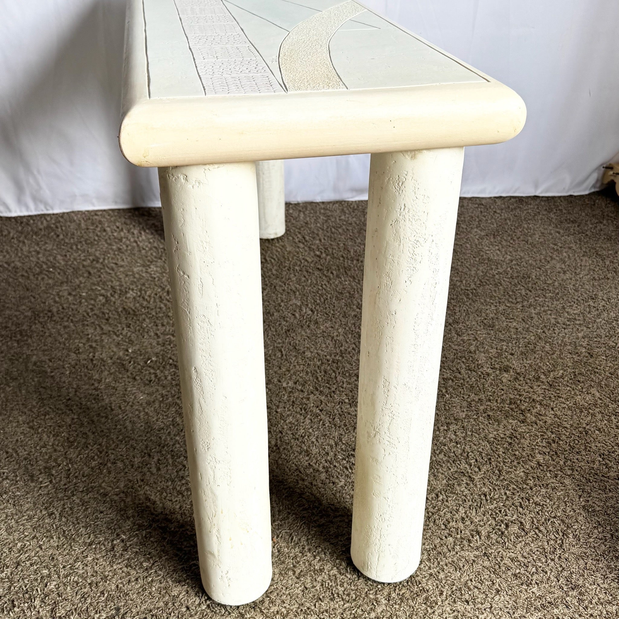 Vintage Postmodern J Berdou Signed Plaster Finished Console Table - Dolphin & Flamingo