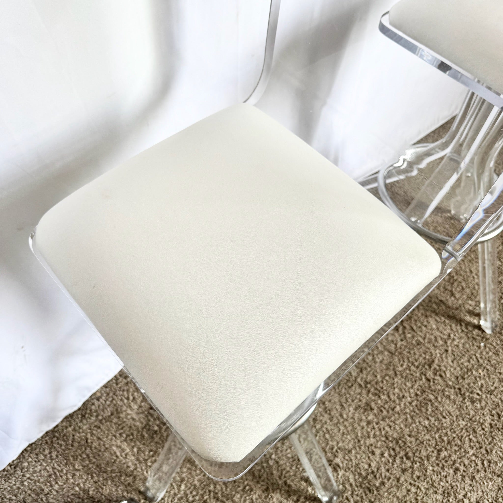 Vintage Postmodern Lucite and Chrome Stools - Set of 3 - Dolphin & Flamingo