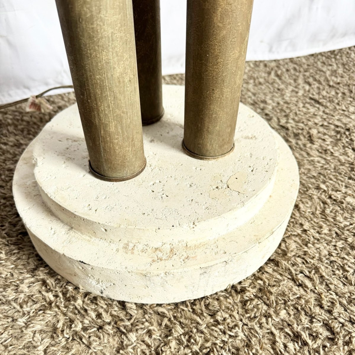 Vintage Postmodern Three Lion Headed Limestone Floor Lamps - A Pair - Dolphin & Flamingo