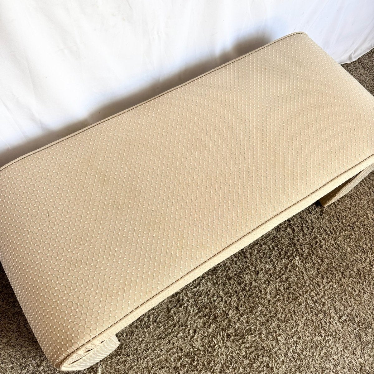 Vintage Postmodern Waterfall Fabric Bench - Dolphin & Flamingo