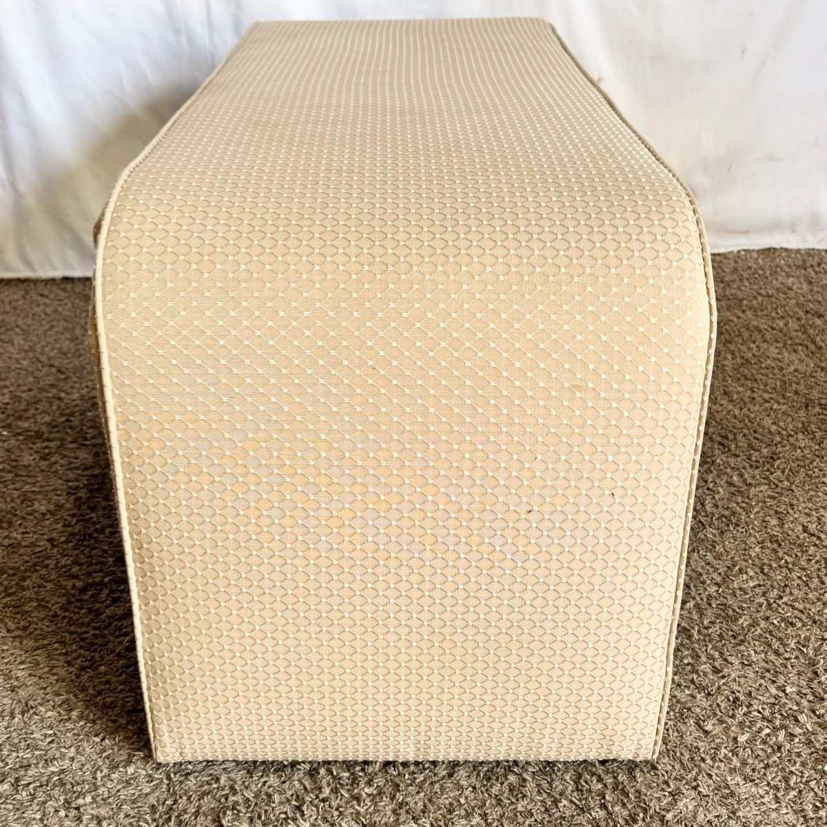 Vintage Postmodern Waterfall Fabric Bench - Dolphin & Flamingo